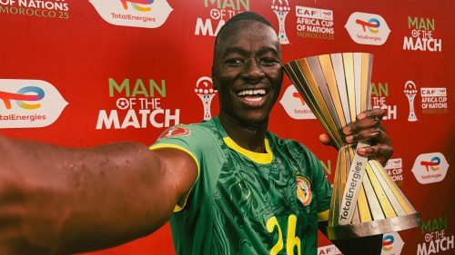 Senegal's Pape Gueye with his Man of the Match trophy after the AFCON 2025 finals win over Morocco on January 18, 2026. PHOTO/@CAF_Online/X