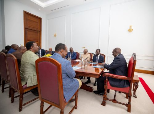 President William Ruto during the receipt of a thought-leadership presentation on the contribution of the Bottom Up Economic Transformation Agenda to Vision 2030 on January 16, 2025. PHOTO/@WilliamsRuto/X