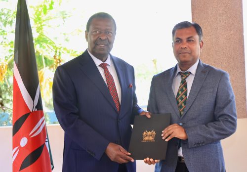 Prime Cabinet Secretary Musalia Mudavadi during the signing of the condolence book at the Bangladesh High Commission in Nairobi on Tuesday, January 6, 2026. PHOTO/@MusaliaMudavadi/X