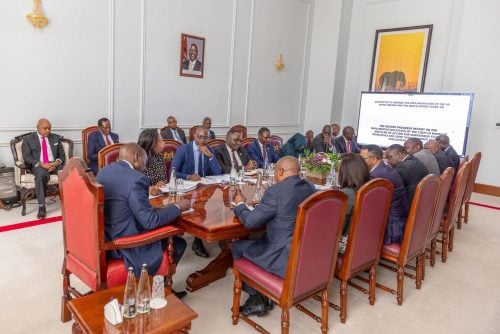 President William Ruto with the Committee on the Implementation of the Ten-Point Agenda and the National Dialogue Committee Report (NADCO) during a meeting at State House, Nairobi, on January 21, 2026. PHOTO/@WilliamsRuto/X