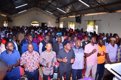 Orengo, Sifuna, Osotsi, Babu and other ODM leaders during a church service in Dagoretti . PHOTO/@edwinsifuna/X