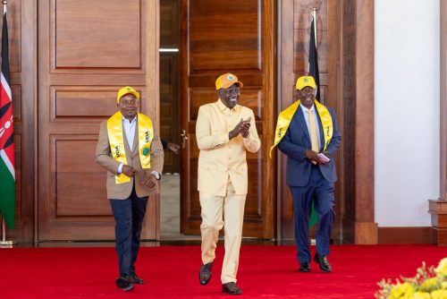 President William Ruto, his deputy Kithure kindiki and Prime Cabinet Secretary Musalia Mudavadi at State House during the national delegates forum for UDA on Monday, January 26, 2026. PHOTO/https://x.com/WilliamsRuto