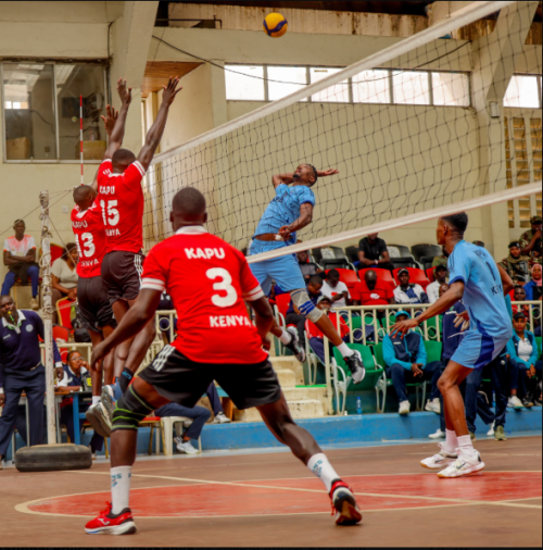 Players during the Kenya Volleyball Federation (KVF) Kenya Cup Second Edition at Nyayo Stadium Basketball Court on Sunday, January 18, 2026. PHOTO/@NPSOfficial_KE/X
