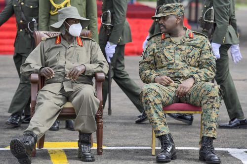 President Yoweri Museveni with Udandas Chief of Defence Muhoozi during a past event: PHOTO/@mkainerugaba/X