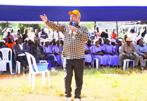ODM deputy party leader and Vihiga Senator Godfrey Osotsi addresses residents during the burial of ODM vice secretary Jorum Atolwa in Ebusiloli.PHOTO/https://www.facebook.com/share/p/1FbHKY3RHx/