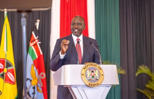 President William Ruto making his address during his past event. PHOTO/facebook.com/williamsamoei
