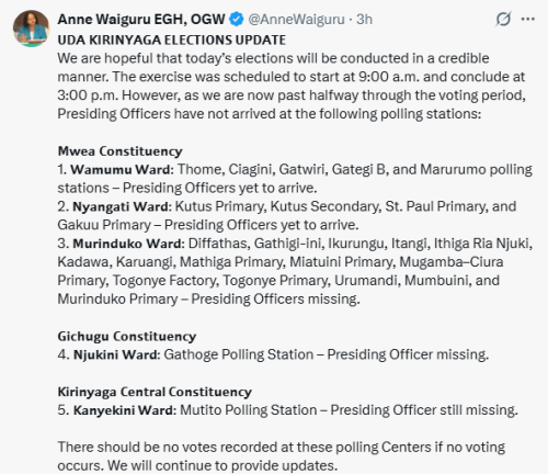 X post by Anne Waiguru. PHOTO/Screengrab by People Daily Digital