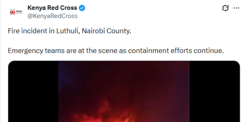 X post by Kenya Red Cross. PHOTO/Screengrab by People Daily Digital