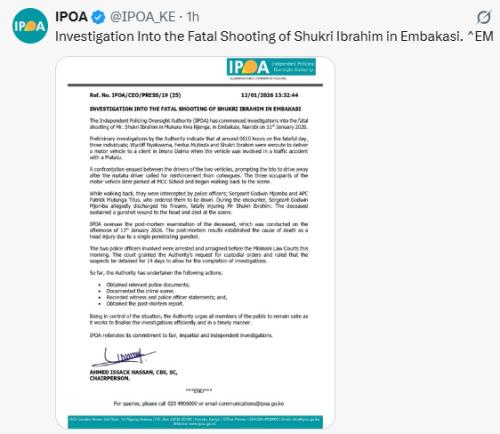 X post by IPOA. PHOTO/Screengrab by People Daily Digital