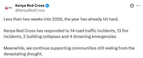 X post by Red Cross. PHOTO/Screengrab by People Daily Digital
