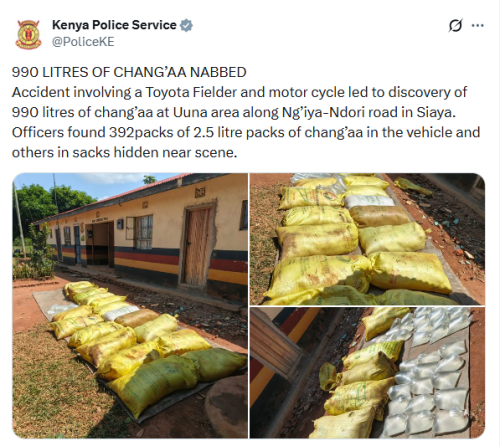 X post by Kenya Police. PHOTO/Screengrab by People Daily Digital