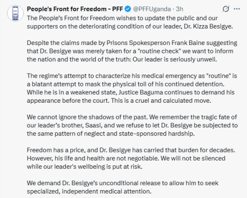 X post by People’s Front for Freedom. PHOTO/Screengrab by People Daily Digital