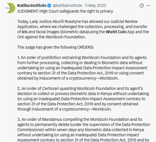 X post by Katiba Institute. PHOTO/Screengrab by People Daily Digital