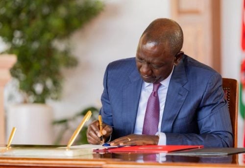 William Ruto, while assenting to bills. PHOTO/@WilliamsRuto/X