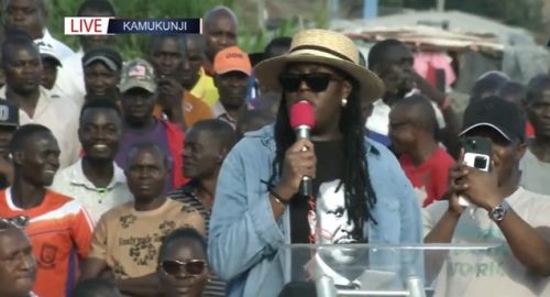 Winnie Odinga speaking at Kamukunji grounds in Nairobi on Sunday, January 18, 2026. PHOTO/Screengrab by PD Digital/@Railajunior/X