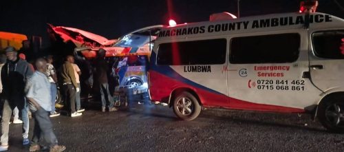 Ambulance at the scene of the accident: PHOTO/@Wavinya_Ndeti/X