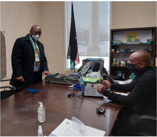 Kenyan Canadian Association President & Executive Director Ephraim Mwaura casting his vote at Kenyan Consulate in Toronto polling station during 2022 General Elections. PHOTO/DBPF