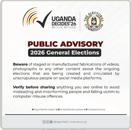 The Electoral Commission of Uganda's statement on misinformation regarding the 2026 general election. PHOTO/@UgandaEC/X