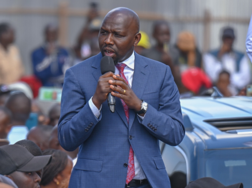 Interior Cabinet Secretary Kipchumba Murkomen speaking following the commissioning of the Laikipia County Police Headquarters in Rumuruti on January 14, 2026. PHOTO/https://www.facebook.com/OnesimusKipchumbaMurkomen