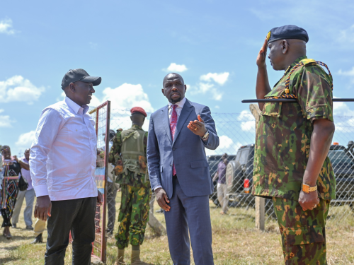 President William Ruto and Interior Cabinet Secretary Kipchumba Murkomen during the commissioning of the Laikipia County Police Headquarters in Rumuruti on January 14, 2026. PHOTO/https://www.facebook.com/OnesimusKipchumbaMurkomen