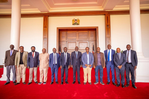 President William Ruto during the receipt of a thought-leadership presentation on the contribution of the Bottom Up Economic Transformation Agenda to Vision 2030 on January 16, 2025. PHOTO/@WilliamsRuto/X
