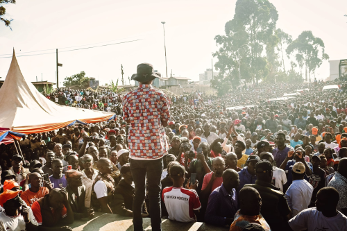 Octopizzo addresses a crowd in Kibra on Sunday, January 18, 2026. PHOTO/@OCTOPIZZO/X