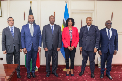 Trade Cabinet Secretary Lee Kinyanjui during a meeting with AfCFTA Secretary General Wamkele Mene on Wednesday, January 28, 2026. PHOTO/@govleekinyanjui/X