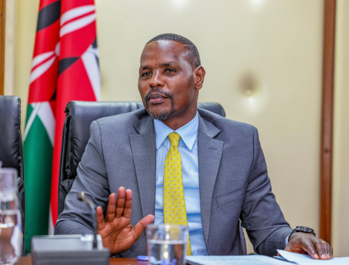 Principal Secretary for Environment and Climate Change Festus Ng'eno chairing a high-level multi-agency meeting on the restoration of Lake Ol'Bolossat on Wednesday, January 28, 2026. PHOTO/@Eng_F_Ngeno/X