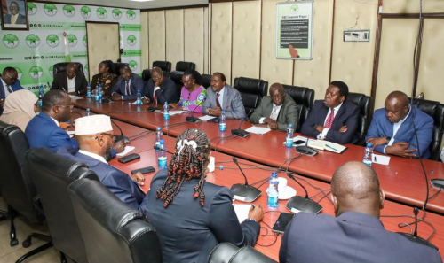 Rigathi Gachagua with United Opposition principals during a meeting with IEBC officials on Wednesday, January 28, 2026. PHOTO/@skmusyoka/X