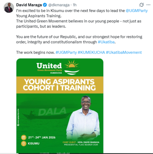 Statement of David Maraga on the UGM's youth mentorship initiative in Kisumu. PHOTO/Screengrab by People Daily Digital/@dkmaraga/X