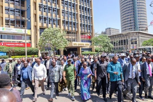 Members of the United Opposition walking to the office of the IG on Friday, January 30, 2026. PHOTO/https://www.facebook.com/DPGachagua/