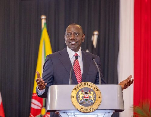 President William Ruto making his address during a past event: PHOTO/facebook.com/williamsamoei