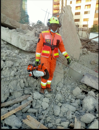 Rescue operations by NDMU following the collapsing of a building in South C. PHOTO/Screengrab by People Daily Digital/@NDMU_Kenya/X
