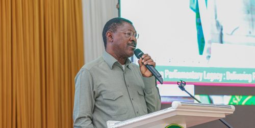 National Assembly Speaker Moses Wetangula addressing MPS at a retreat in Naivasha. PHOTO/@NAssemblyKE/X