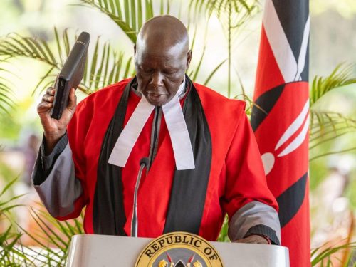 Katwa Kigen during swearing-in as Judge of Court of Appeal. PHOTO/https://www.facebook.com/Joshua Araap Sang