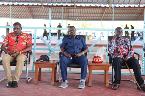 Oburu Odinga and David Gikaria during a meeting with Turkana County Assembly members. PHOTO/https://www.facebook.com/Parliament of Kenya