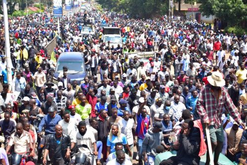 Edwin Sifuna draws a Sea of humanity during their Kakamega Linda Mwanachi rally. PHOTO//https://www.facebook.com/CalebAmisi2018