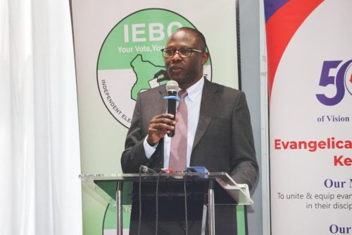 IEBC Chairperson Erustus Ethokon during a prayer breakfast with religious leaders on Wednesday, February 4, 2026. PHOTO/@IEBCKenya/X