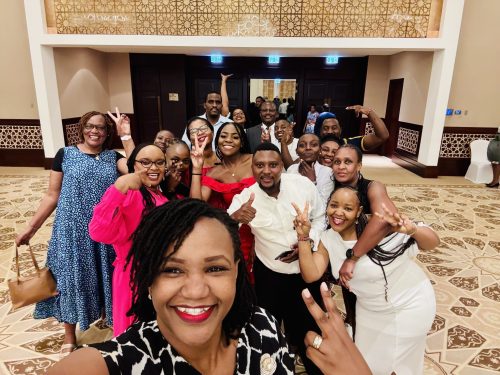 Roseline Kathure Njogu with Kenyans in Abu Dhabi. PHOTO/@roselinenjogu/X