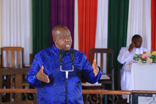 Fred Matiang’i during a church service at ACK Gitugi in Murang’a County. PHOTO/@RealMatiangi/X