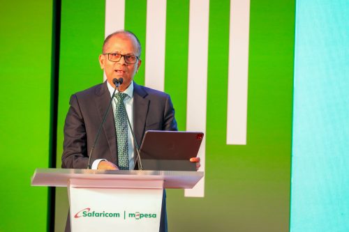 Chief Financial Officer, Dilip Pal, addresses the audience during the Ziidi Trader launch. PHOTO/@SafaricomPLC/X
