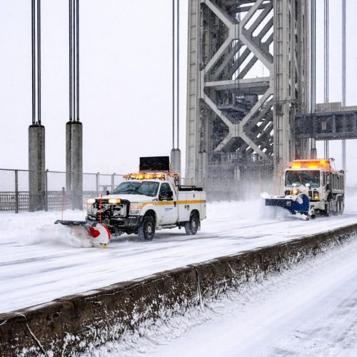 Port Authority employees clear snow at an airport. PHOTO/@PANYNJ /X