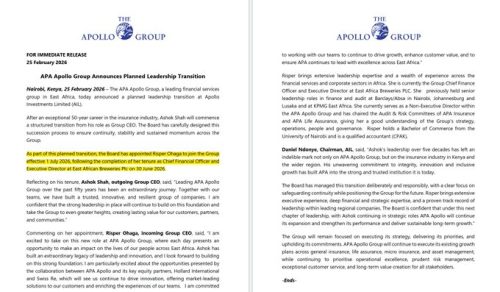 Press release by APA Apollo Group. PHOTO/Screengrab by People Daily Digital