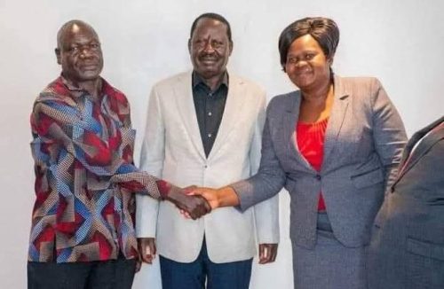 Gladys Wanga and the late Raila Odinga (middle) and Oyugi Magwanga. PHOTO/@SenatorOsotsi/x