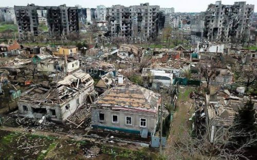 A snapshot of just one small portion of the Ukrainian city of Mariupol after the Russians bombarded the city with missiles.