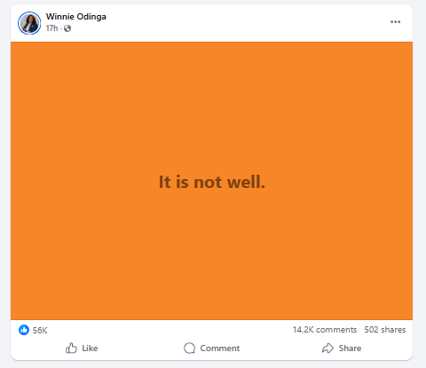 Facebook post by Winnie Odinga. PHOTO/Screengrab by People Daily Digital