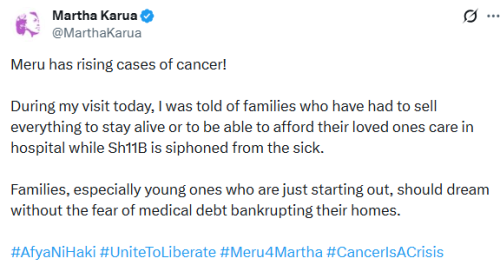 X post by Martha Karua. PHOTO/Screengrab by People Daily Digital
