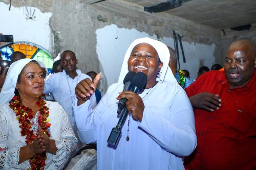 ODM national chairperson Gladys Wanga speaks during a church service at St Peter's Enocha Legio Maria Mission in Dandora, Nairobi County, on Sunday, February 1, 2026. PHOTO/@gladyswanga/X