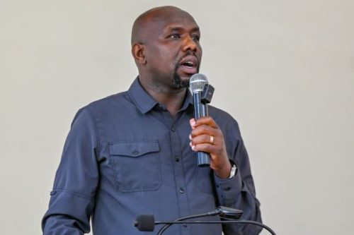 Interior Cabinet Secretary Kipchumba Murkomen addressing a gathering in Naivasha on Wednesday, February 18, 2026. PHOTO/https://web.facebook.com/OnesimusKipchumbaMurkomen