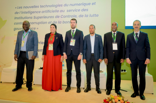 EACC Chief Executive Officer Abdi Mohamud speaks during the 13th International Symposium of the Forum of State Inspections of Africa and Assimilated Institutions (FIGE) in Djibouti. PHOTO/@EACCKenya/X